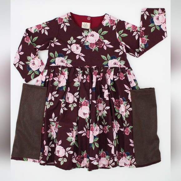Fall-Ready Cotton Dress – 3T Bold Floral with Luxe Details - Picture 10 of 10